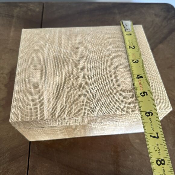 Pigeon And Poodle Sand Silken Abaca Jewelry Storage Box Beige Tan - Picture 12 of 13